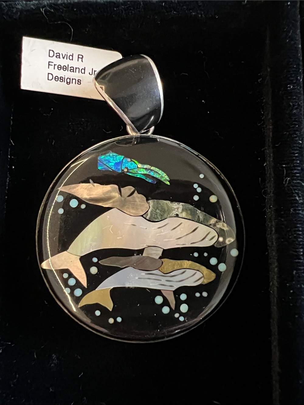 Black Abalone Whale Inlay Pendant